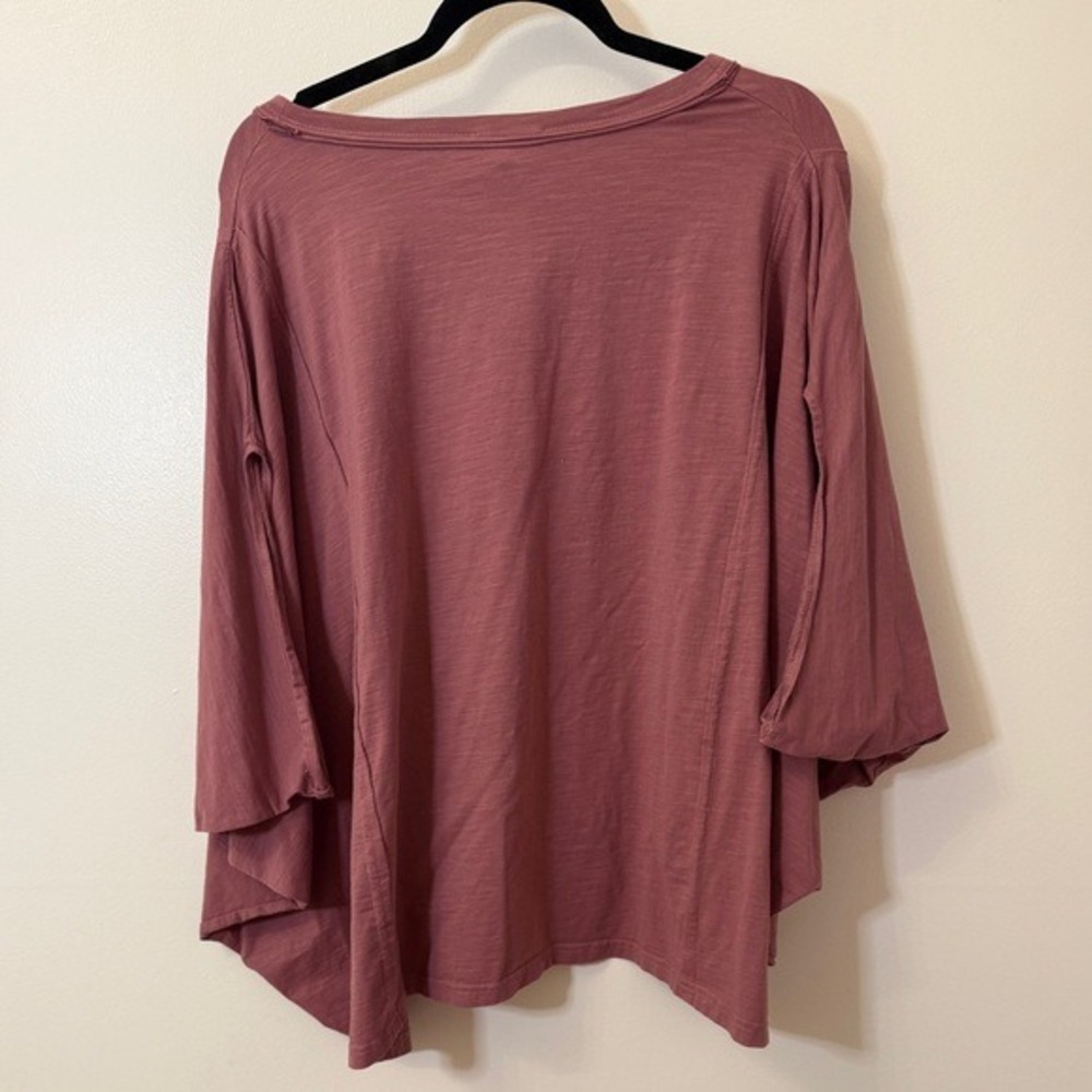 Heyson Mauve Pink Slub Knit Oversized Kimono Sleeve High Low Top ML - Picture 2 of 4